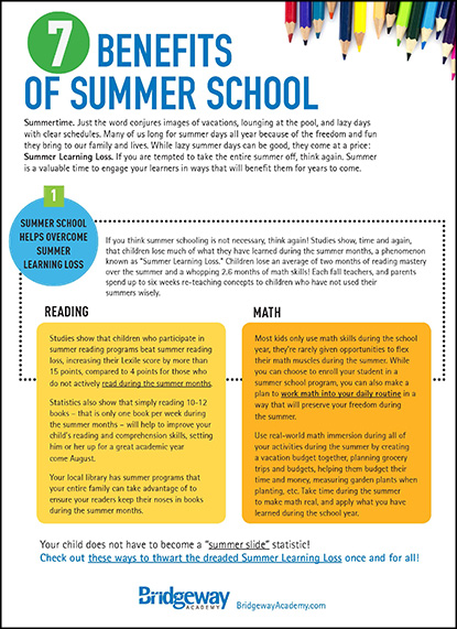 , 7 Benefits of Summer School