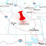 A map shows the outline of the state of Idaho.